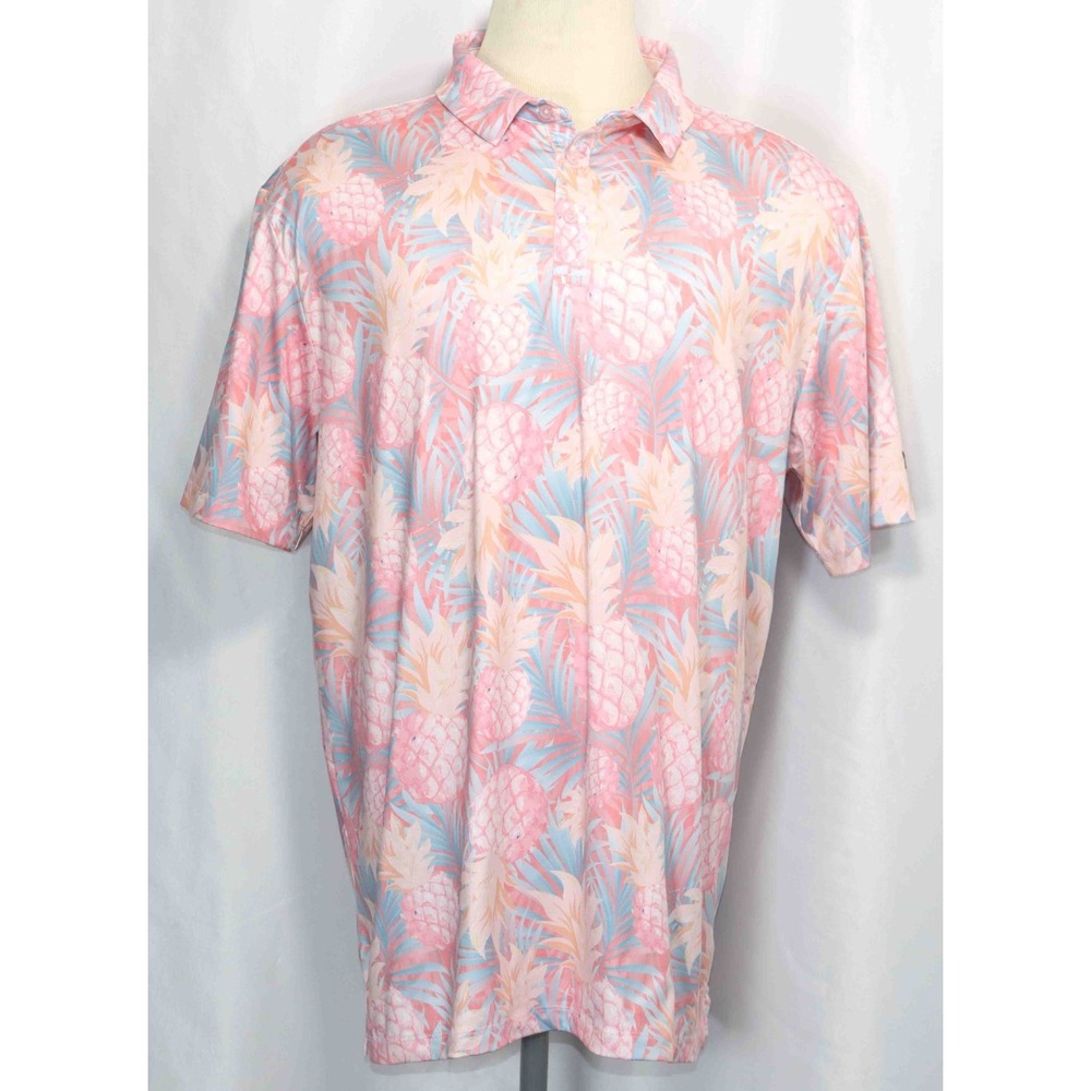 Yatta Golf Pineapple Hawaiian Performance Stretch‎ Polo Shirt Mens Size 2XL